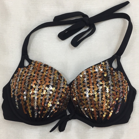 Victoria's Secret Other - Victoria’s Secret Bikini Top Push-up Sequins Black